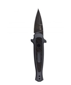 Kershaw Launch 12 Mini-Stiletto 1.9" Inch Spear Point Blackwashed Blade - Gray Handle w/Carbon Fiber
