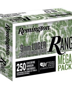 Remington Ammunition Range Ammo Brass 9mm 250-Round 115 Grain FMJ