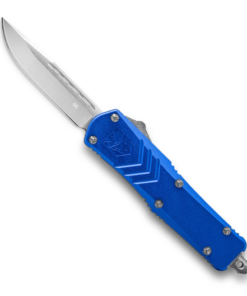 CobraTec FS-X Blue OTF Knife - 2.75" Plain Drop Point Blade with Nylon Sheath