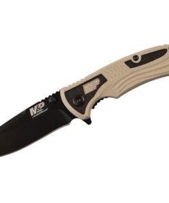 Smith and Wesson M&P Ultra Glide Tan Folding Knife - 3" Black Plain Drop Point Blade