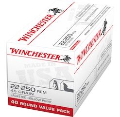 Winchester USA Ammunition 22-250 Remington 45 Grain Jacketed Hollow Point good sale