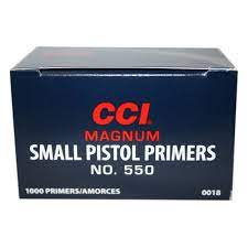 CCI Small Pistol Magnum Primers #550 Box of 1000 (10 Trays of 100)