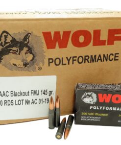300 AAC Blackout Ammo 145gr FMJ Wolf Polyformance 500 Round Case